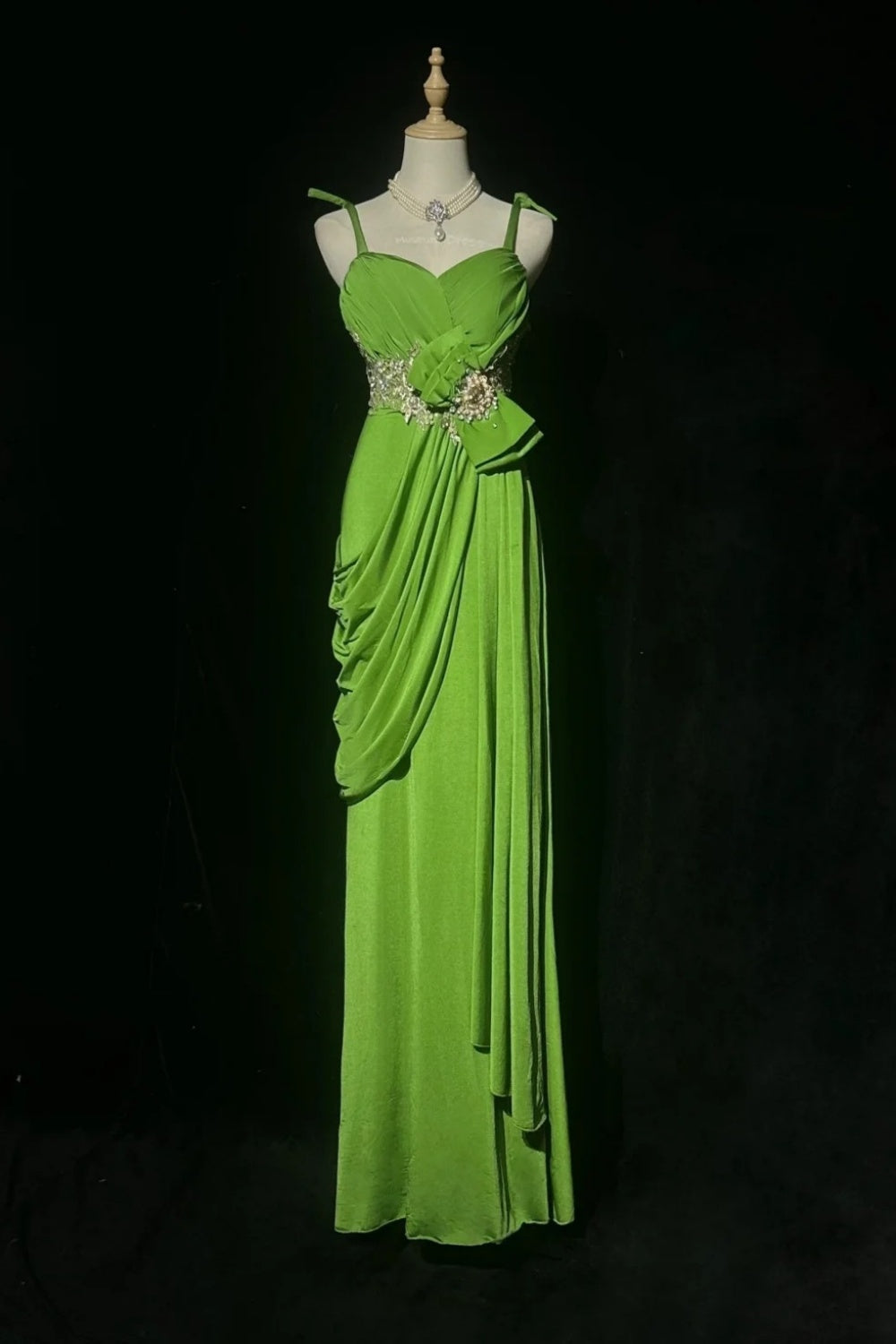 Langes Kleid in Grün-Olivgrün NV6864