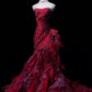 Red luxurious and gorgeous long chiffon ball dress princess dress NV6727