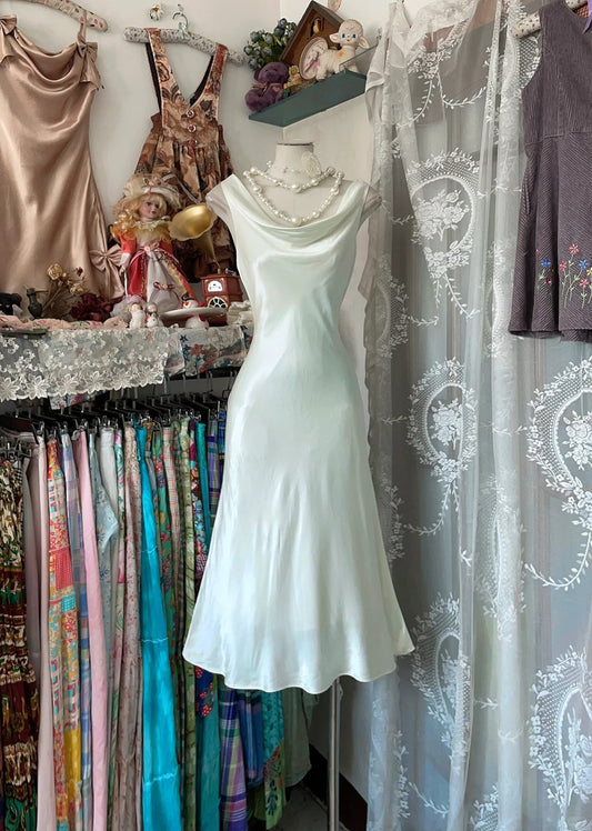 NiceVestidos--Short satin white homecoming dress for girls retro outfit NV5661