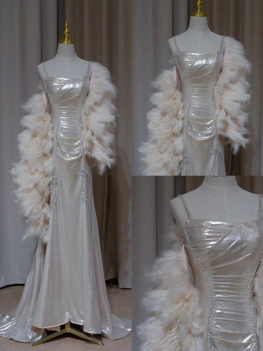 Elegantes und funkelndes langes Ballkleid (ohne Federschal), Abendkleid NV5991