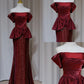 NiceVestidos - Burgunderrotes, elegantes, funkelndes, langes Ballkleid, formelles Kleid NV5990