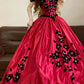 Pink Satin Floral Vintage Elegant Long Princess Ball Gown nv5014