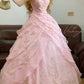 Pink Floral Elegant Tiered Long Tulle Ball Gown Evening Dress nv5019