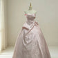 Pink Strapless Satin Ball Gown with Structured Ruched Bodice NV6870