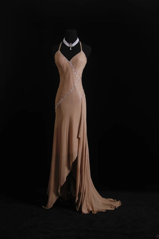 NiceVestidos--Elegant Sequin Embellished Nude Evening Dress NV5787