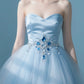 Blue elegant gorgeous rhinestone long princess tulle ball gown evening dress nv4429