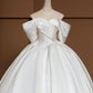 White Floral Applique Beading Elegant Fashion Long Satin Prom Dress Evening Gown Party Dress Wedding Dress nv4747