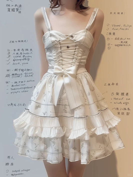 White plaid floral short homecoming dress tulle multi-layered ruffle fairy birthday party dress princess nv4547