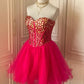 Pink Sequin Beaded Short Tulle Princess Homecoming Dress Birthday Party Dress nv4712
