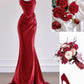 Red Fashion Mermaid Long Satin Prom Dress Evening Dress Party Dress nv4728