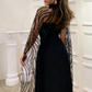 Black Glamorous Long Evening Gown With A Shawl, Nv2518
