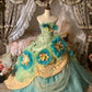 Blue Floral Tulle Floor-Length Ball Gown nv5171