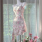 Sweet Floral Lace Dress, Sleeveless Spaghetti Strap Party Dress  NV6885
