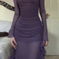 Purple suspender irregular ruffled ball gown evening dress party dress nv2294