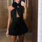 Black simple hollow fashion chic short party dress nv2245