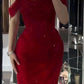 Red sequins simple elegant long evening dress prom dress party dress nv1817