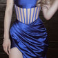 Blue fashion sexy and charming spaghetti straps long slit ball gown evening dress party dress nv2486