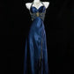 Dark Blue Vintage Elegant Chain Long Ball Gown Evening Dress Party Dress nv2602