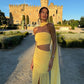 Yellow fashion simple off-shoulder waist flowing long ball gown evening dress party dress nv2300