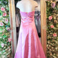 Pink Elegant Fashion Long Satin Ball Gown Evening Dress Party Dress Bridesmaid Dresses nv3567