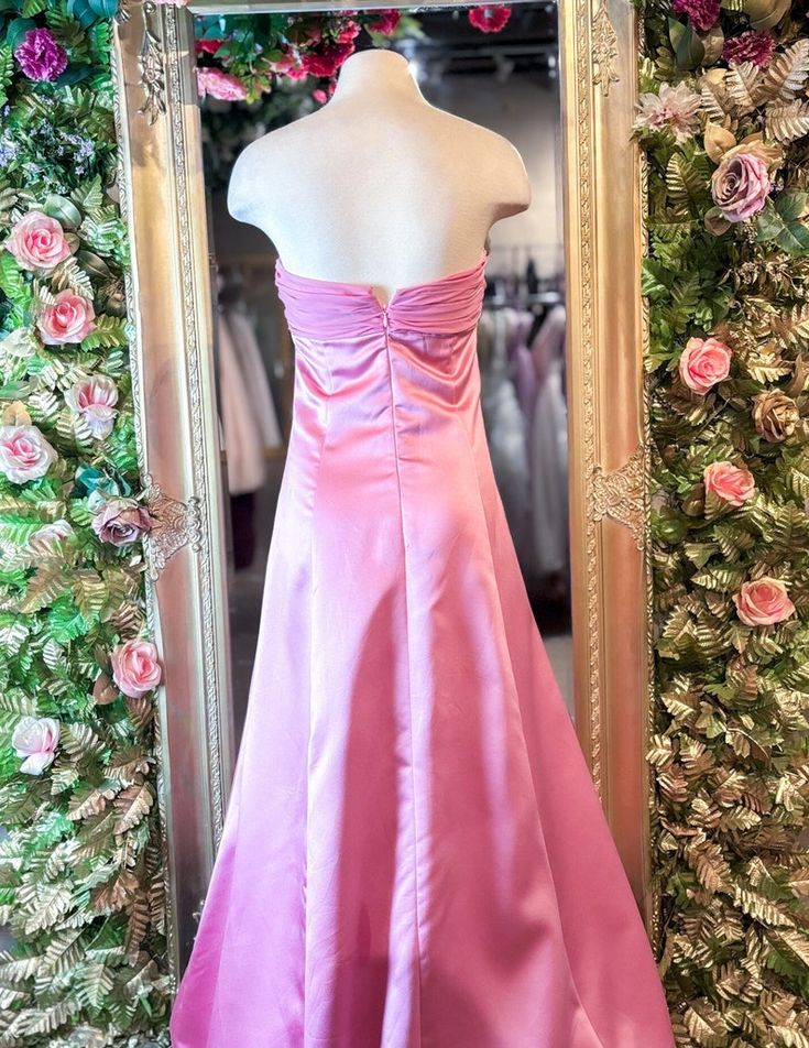 Pink Elegant Fashion Long Satin Ball Gown Evening Dress Party Dress Bridesmaid Dresses nv3567