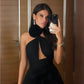 Black simple hollow fashion chic short party dress nv2245