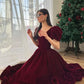 Red V Neck Velvet Back Puff Sleeves Short Sleeve Beaded A-Line Skirt Elegant Prom Dress Graduation Dress Homecoming Dress Party Dress nv2380