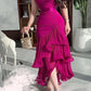 Purple elegant fashion short sleeve off shoulder ruffle chiffon slim fit long ball gown evening dress party dress nv2113 nv2113