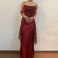 Burgundy/blue beautiful fashion charming off-the-shoulder spaghetti straps long tulle ball gown evening dress party dress nv3615