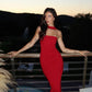 Red simple elegant long ball gown evening dress nv2230