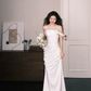 Off Shoulder Foldover Satin Mermaid Bridal Gown with Side Ruching  NV7367