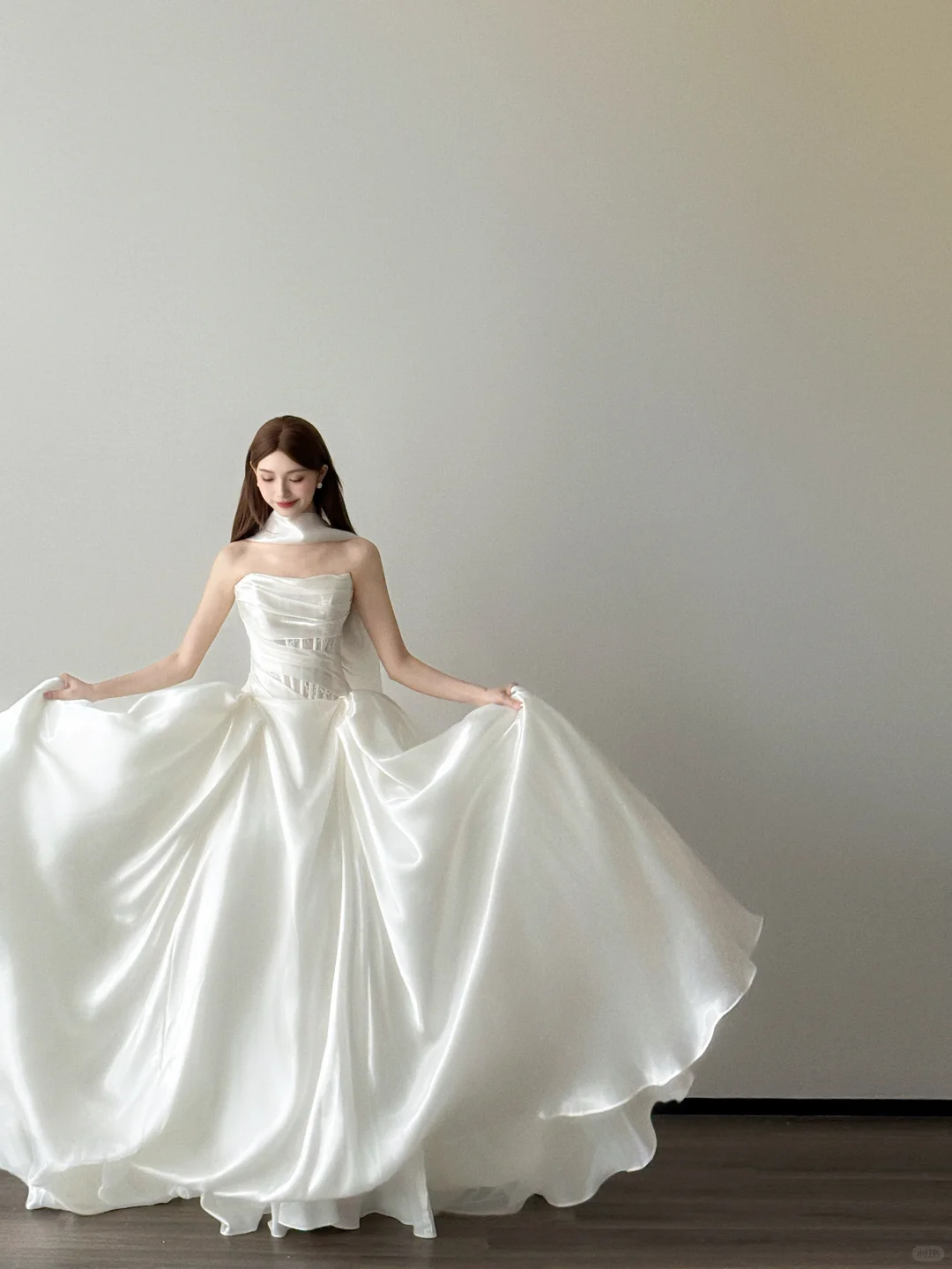 Strapless Satin Wedding Dress Cutout Corset A Line Bridal Gown  NV7114