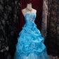 Blue delicately beaded long tulle ball gown NV6661