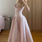 Pink solid color elegant sweet long simple slim prom dress evening dress homecoming dress nv2780