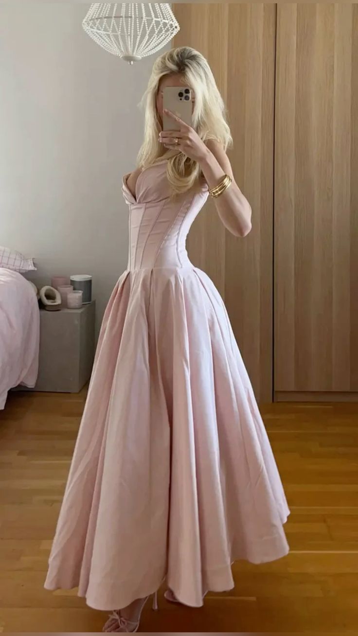 Pink solid color elegant sweet long simple slim prom dress evening dress homecoming dress nv2780