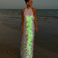 Pink shiny sequins halter back long prom dress birthday party dress nv5291