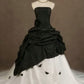 Black Gothic Vintage Elegant Long Satin White Tulle Ball Gown Evening Dress Party Dress nv2604