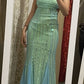 Green Gorgeous Shiny Fashion V-neck Exquisite Beading Pretty Mermaid Floor-length Tulle Ball Gown Evening Gown Party Dress nv3619