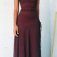 Burgundy Vintage Fashion Elegant Bodycon Spaghetti Strap Long Tulle Satin Formal Women's Ball Dress Evening Dress Party Dress Prom Dress nv3929