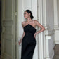 Black halter back sexy satin long evening dress nv1824