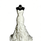 White Strapless Mermaid Gown: Ruched Waist, Ruffled Layers, Court Wedding Style NV6398