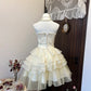 Champagne Sparkling Homecoming Dress Exquisite Beaded Short Tulle Ball Gown Evening Dress nv4381