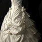 Ivory Elegant Long Satin Floral Ball Gown Evening Dress Wedding Dress nv4185