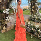 Orange Strapless Tiered A-Line Long Ball Gown Evening Gown Party Dress nv2207