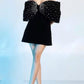 Black gorgeous fashion shiny sequins short bow homecoming dress party dress evening dress nv3233