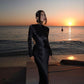 Black simple cut design elegant backless long satin ball gown evening dress nv2776