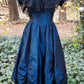 Blue vintage elegant black lace collar neckline long ball gown evening dress nv2832