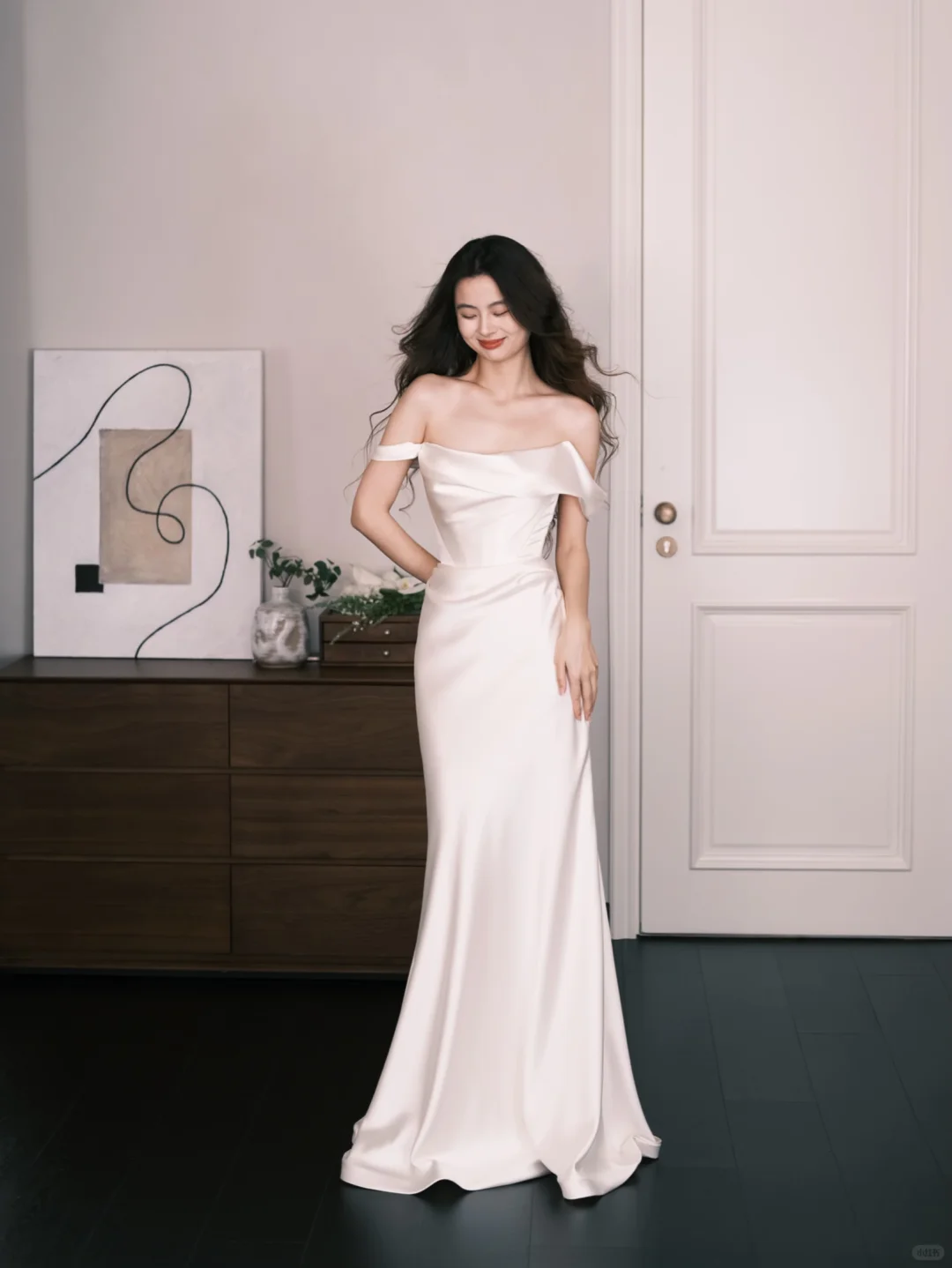 Off The Shoulder Satin Mermaid Wedding Dress  NV7317