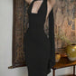 Black fashion simple low cut long ribbon long slim satin evening gown prom dress ball gown party dress nv2633