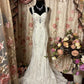White Vintage Elegant Exquisite Beaded Lace Long Tulle Mermaid Slim Floor-Length Ball Gown Evening Gown Party Dress Wedding Dress nv4122